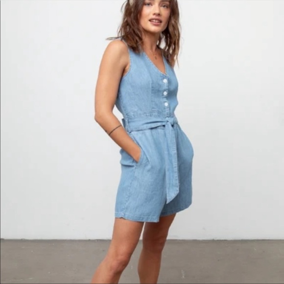 Rails Scarlett Button Front Sleeveless Romper XS - Picture 3 of 6